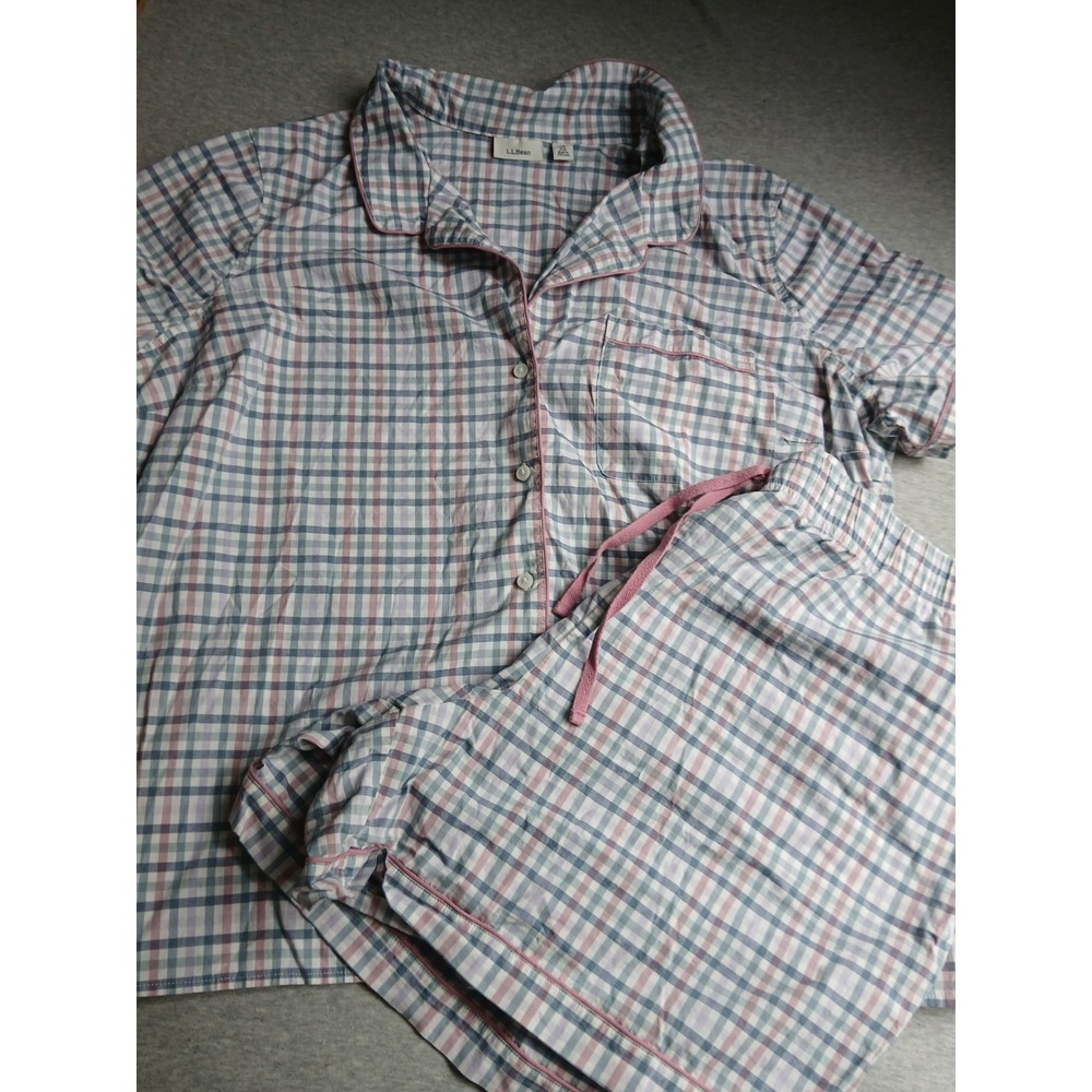 LL Bean Pajama Set 3x Womens Pull On Short Notch Collar Comfort Lounge Sleep